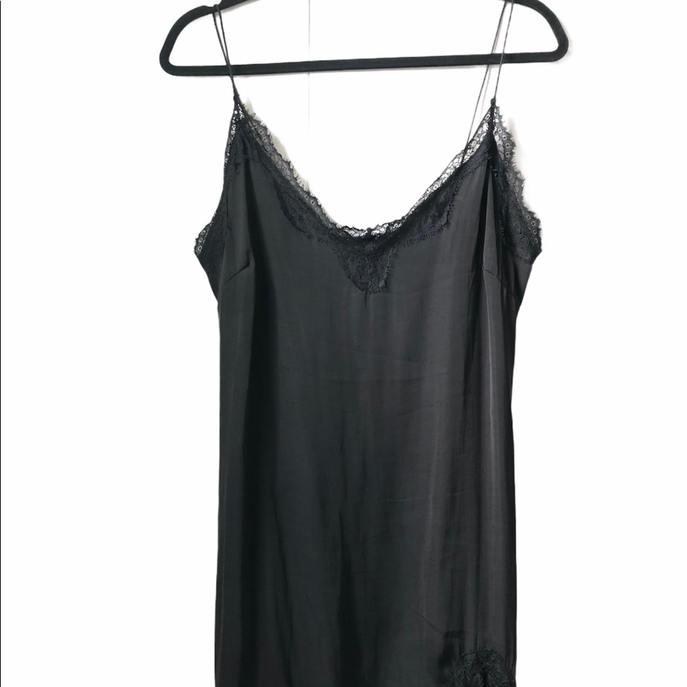 BLACK SATIN MINI DRESS